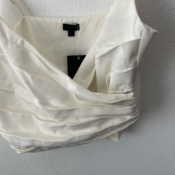 NBD Julina Crystal Embellished Top in Ivory & Silver Wrap Style Pleated Size L - Picture 9 of 14